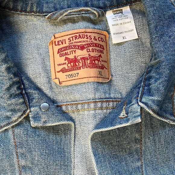Vtg 1990s Levi's 70507 Blue Denim Jean Trucker Jacket XL - Picture 2 of 12